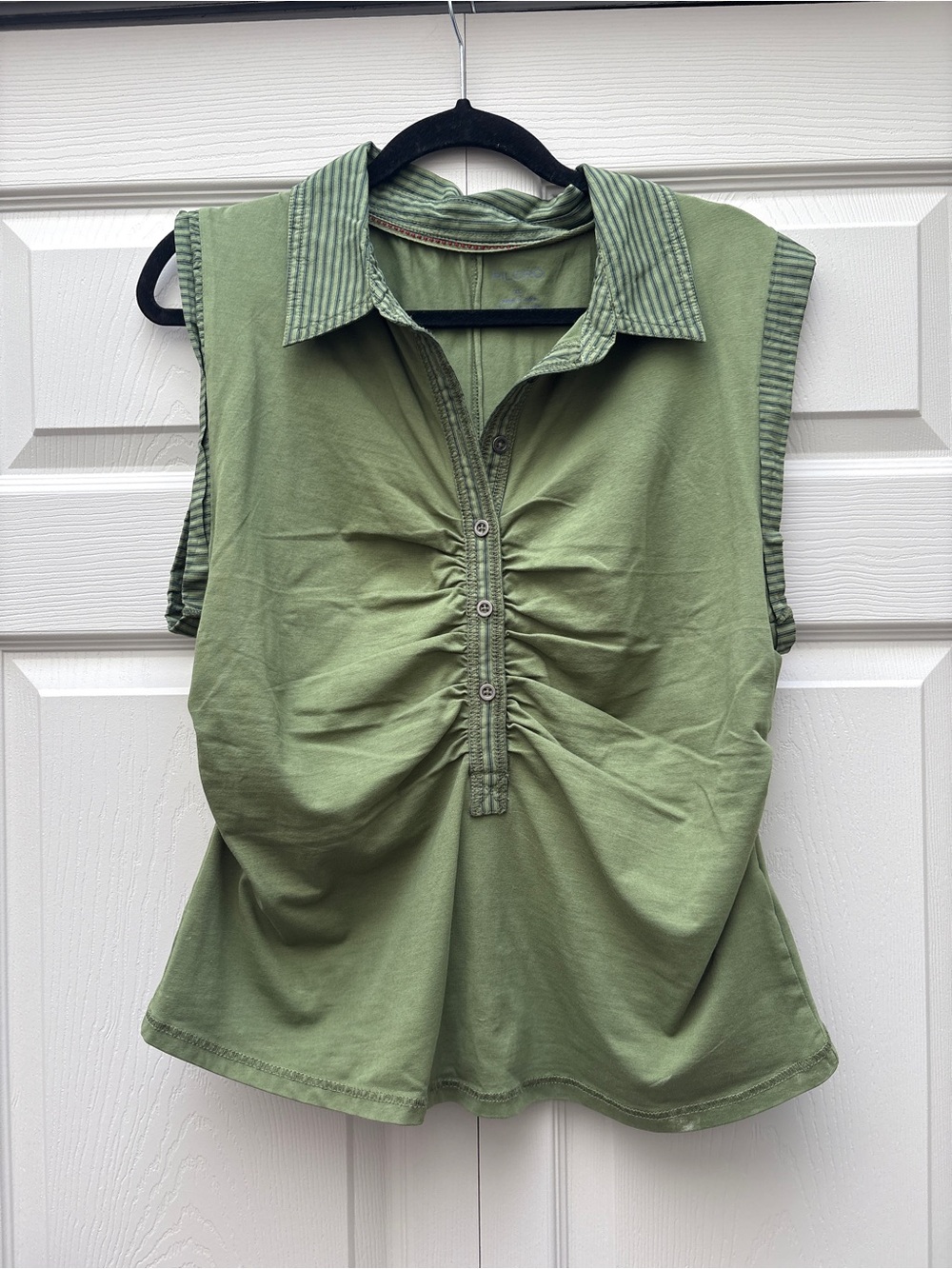 Green Ruched Polo Tank - Picture 3 of 7